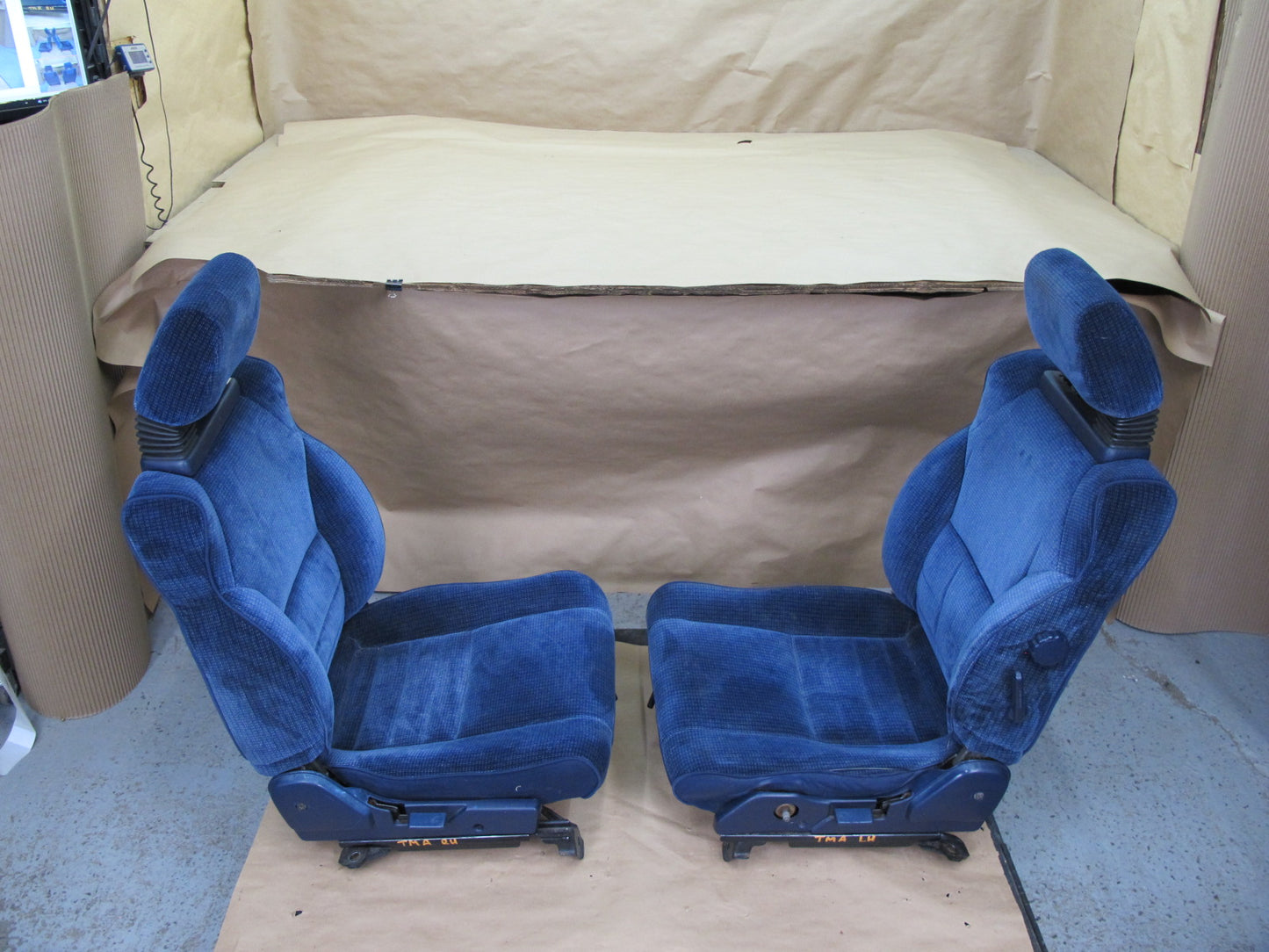 85-89 Toyota MR2 Set of 2 Front Left & Right Velour Seat Blue OEM