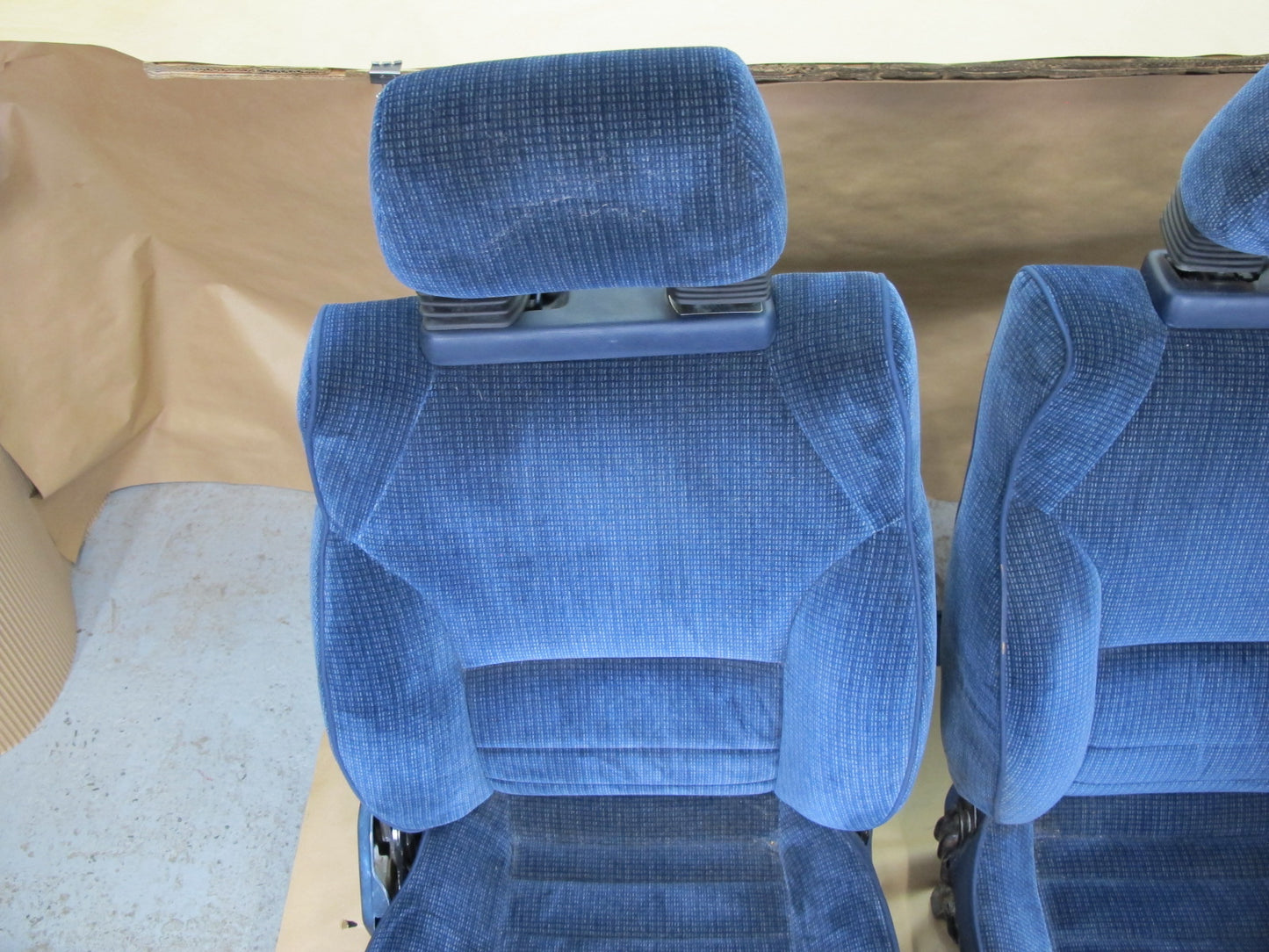 85-89 Toyota MR2 Set of 2 Front Left & Right Velour Seat Blue OEM