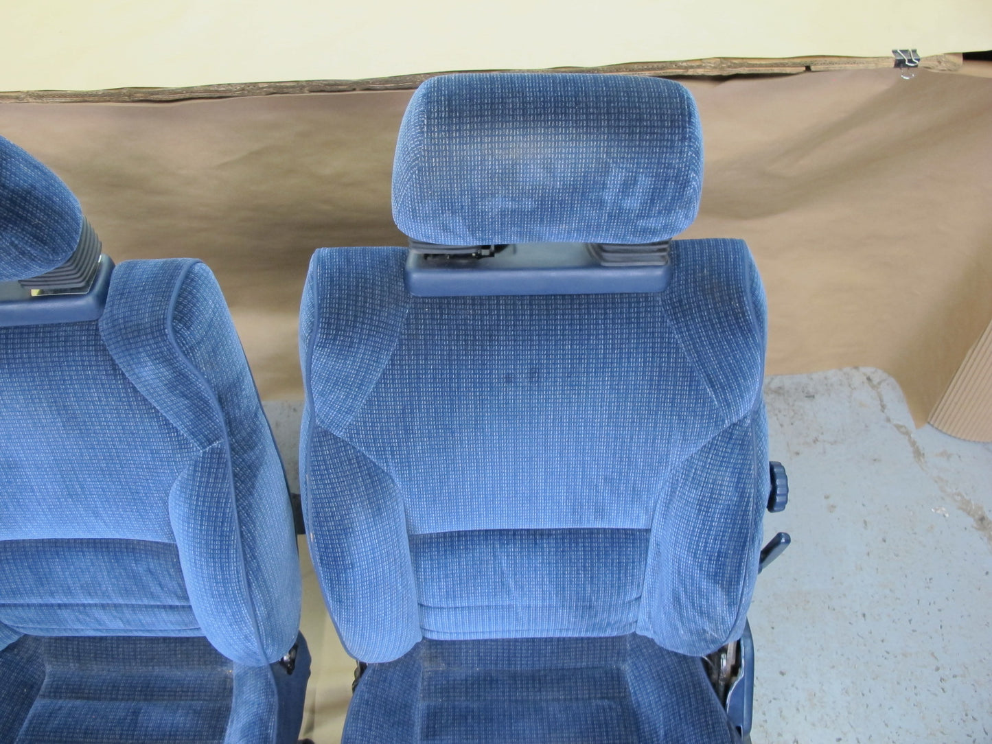 85-89 Toyota MR2 Set of 2 Front Left & Right Velour Seat Blue OEM