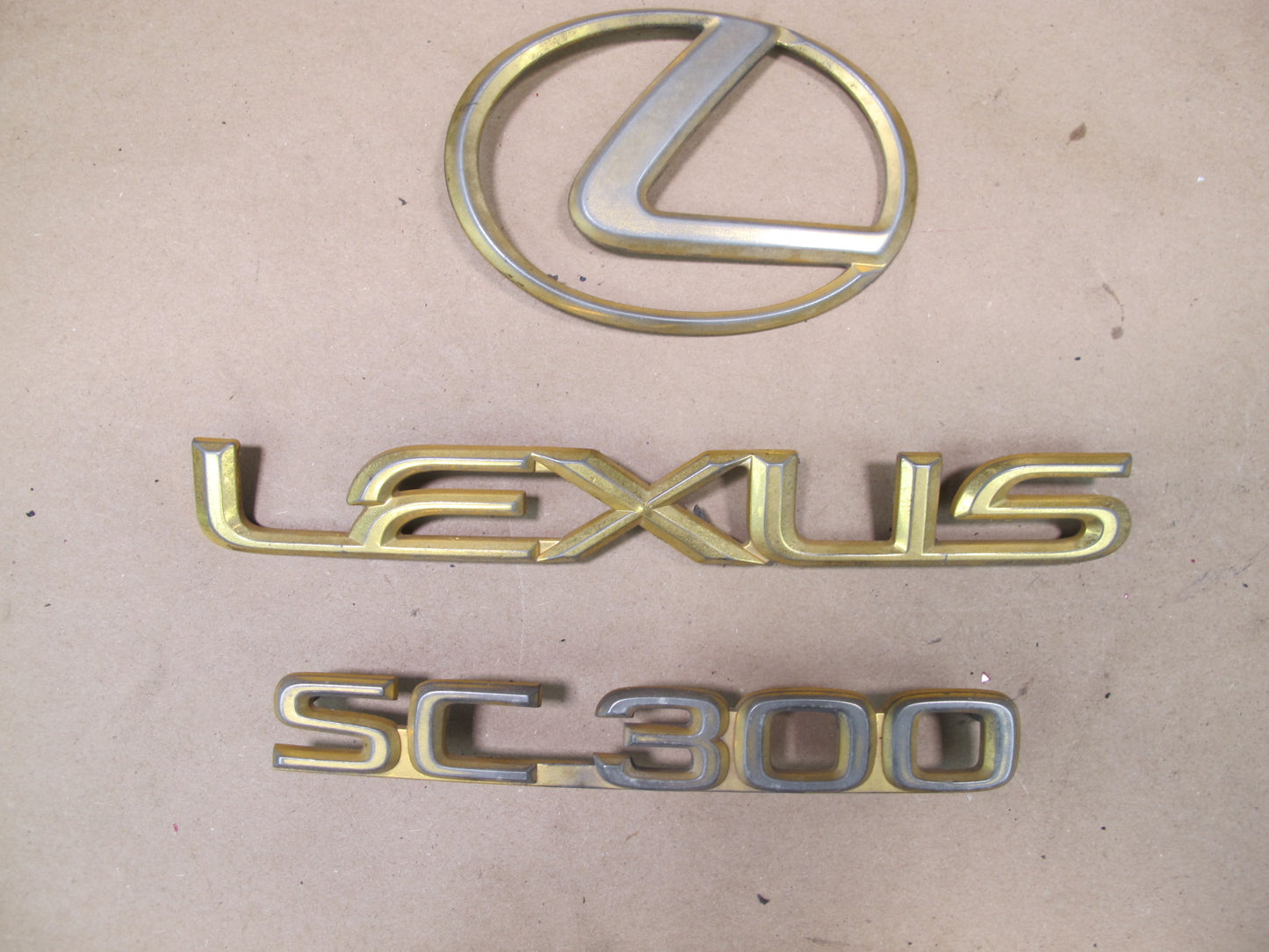 92-00 Lexus JZZ31 SC300 Rear Trunk Emblem Logo Badge Symbol Gold Set OEM