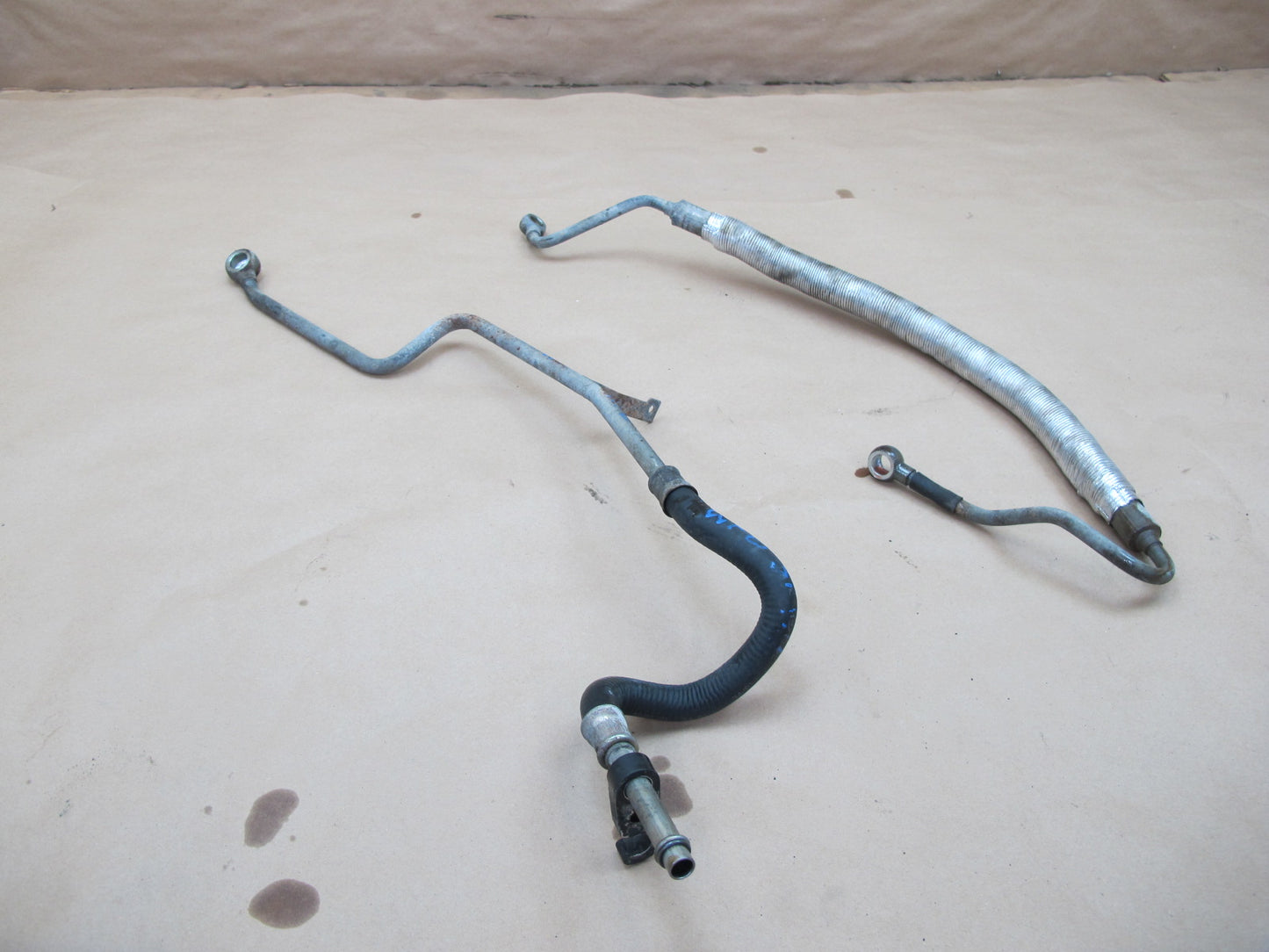 97-03 BMW E39 540i M62 Power Steering Return Hose Pipe Line Set of 2 OEM