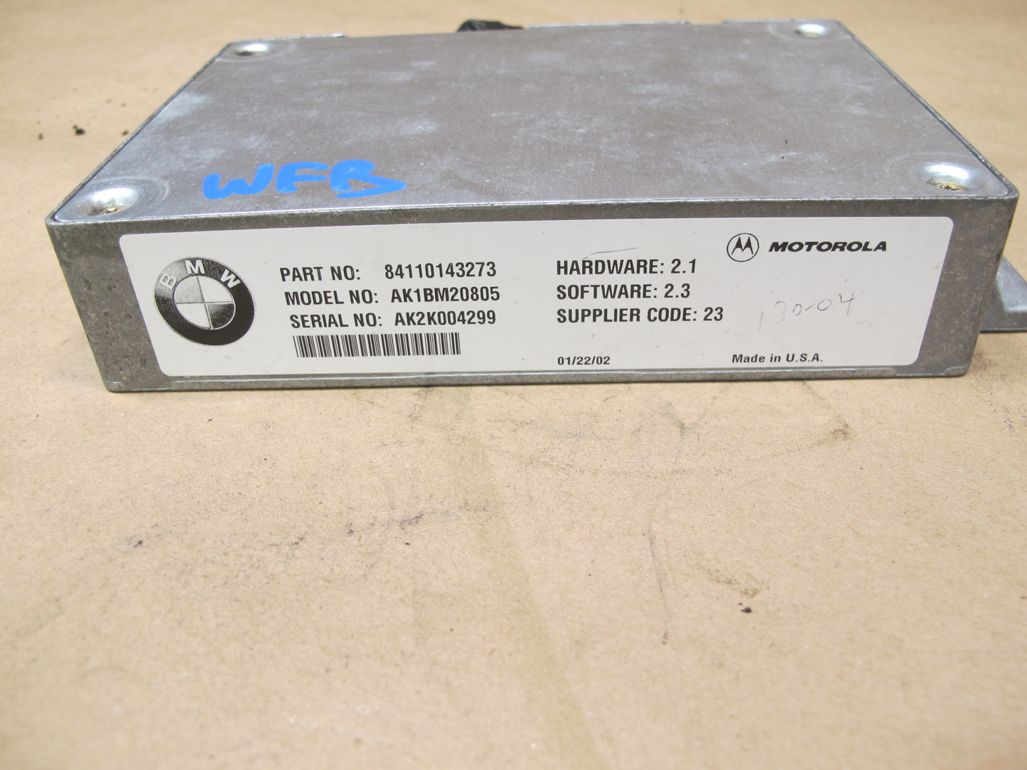 2002 BMW E39 5-SERIES 540I Communications Control Module Unit Motorola OEM