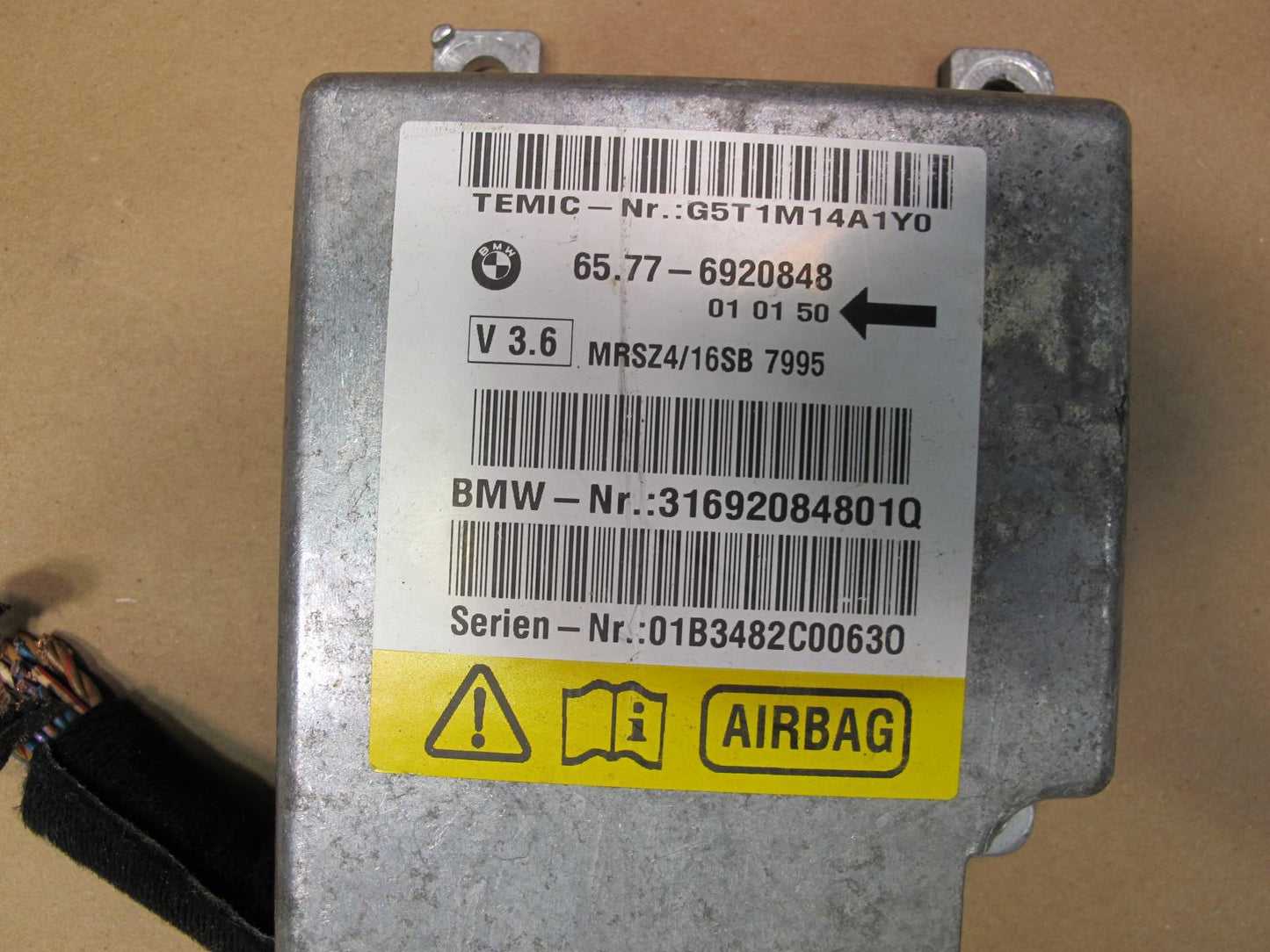 01-02 BMW E39 SRS AIRBAG CONTROL MODULE UNIT 6920848 OEM