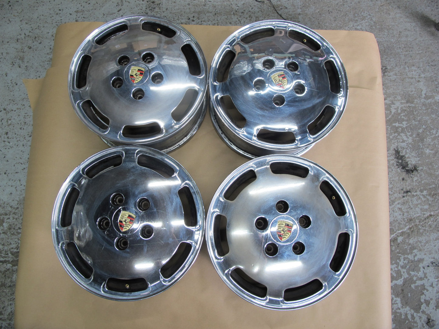 1984-1989 Porsche 928 Factory Chrome 16" R16 Wheel Rim 16x7J ET65 Set of 4