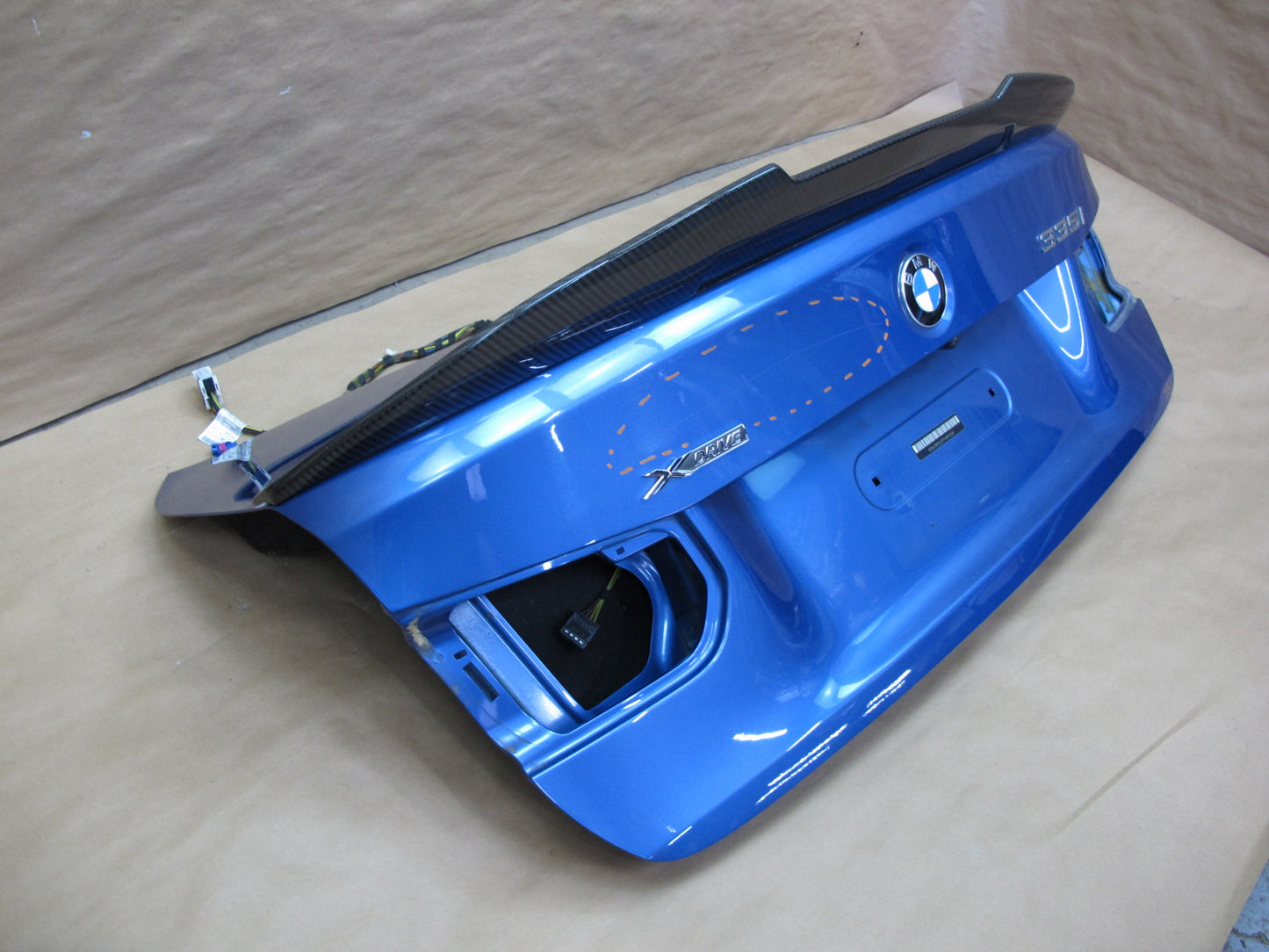 11-16 BMW F30 Sedan Rear Trunk Deck Lid Shell Cover Panel w Carbon Spoiler OEM