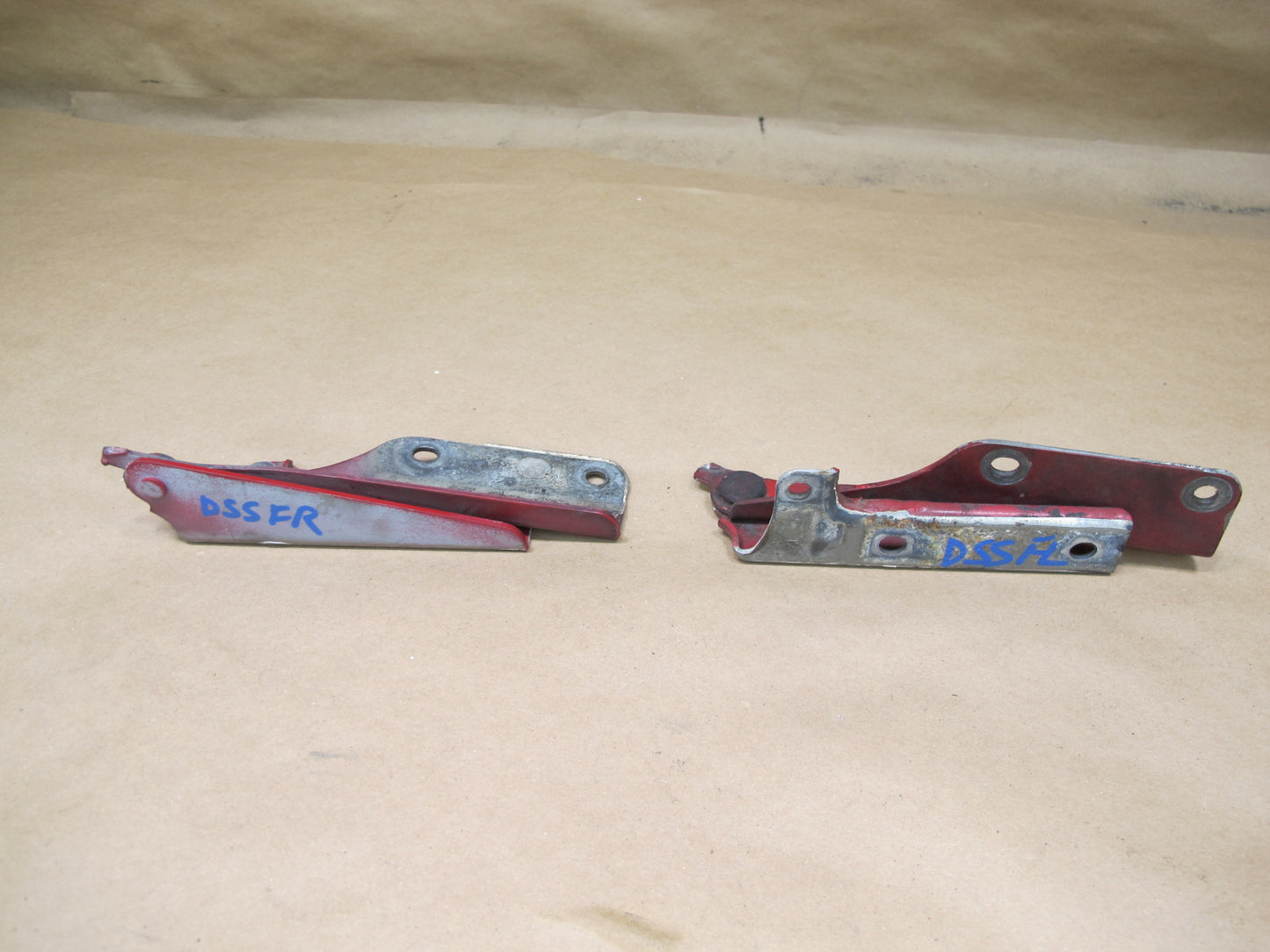 92-97 Subaru SVX Set of 2 Front Left & Right Hood Bonnet Hinge RED OEM