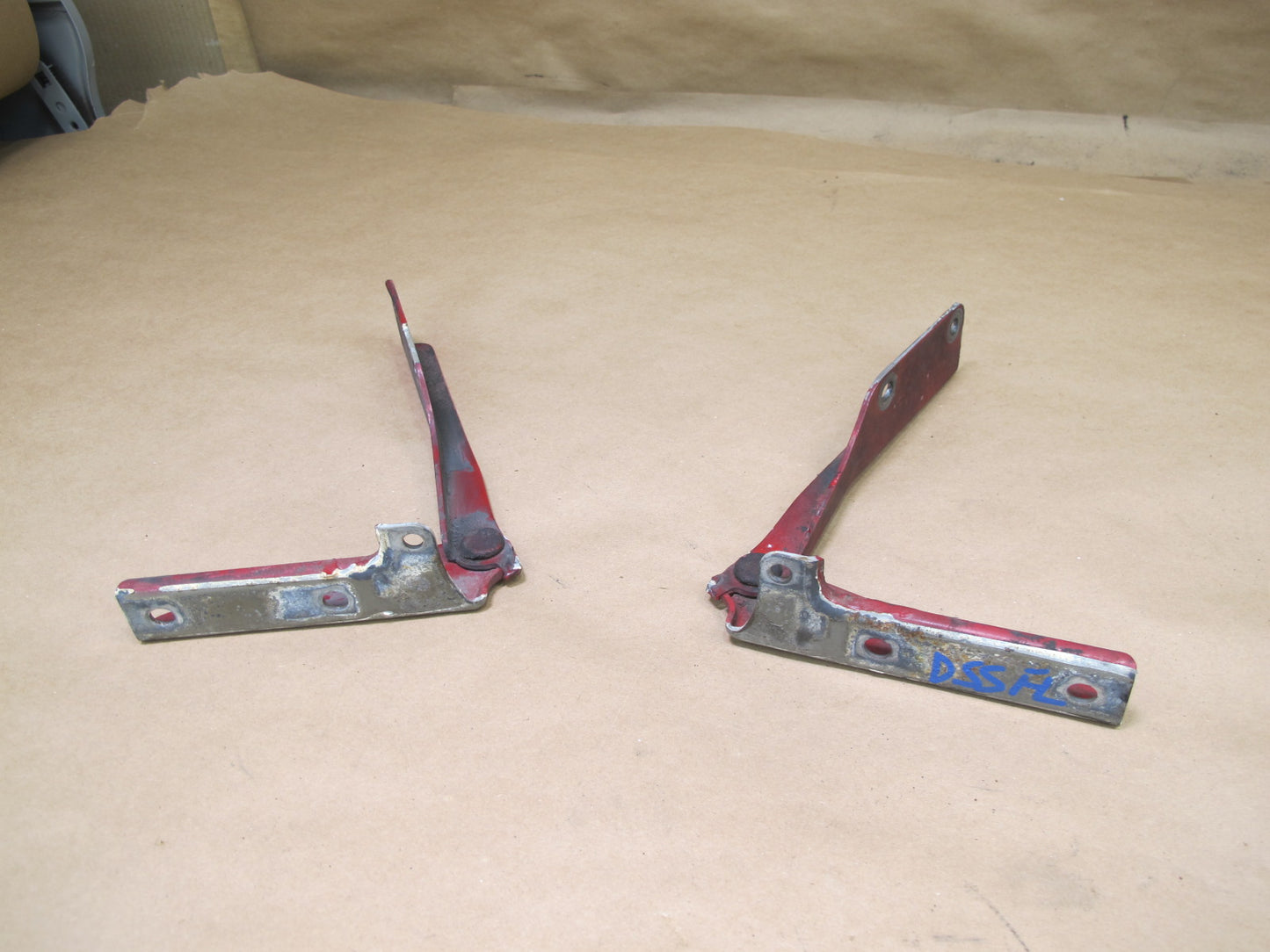 92-97 Subaru SVX Set of 2 Front Left & Right Hood Bonnet Hinge RED OEM