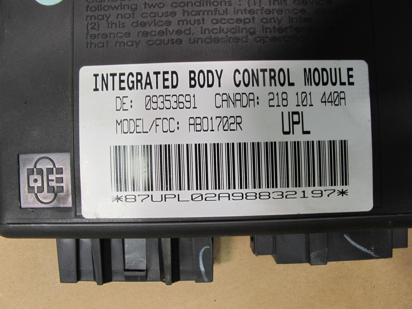 97-02 Pontiac Firebird Chevy Camaro BCM Body Control Module 09353691 OEM