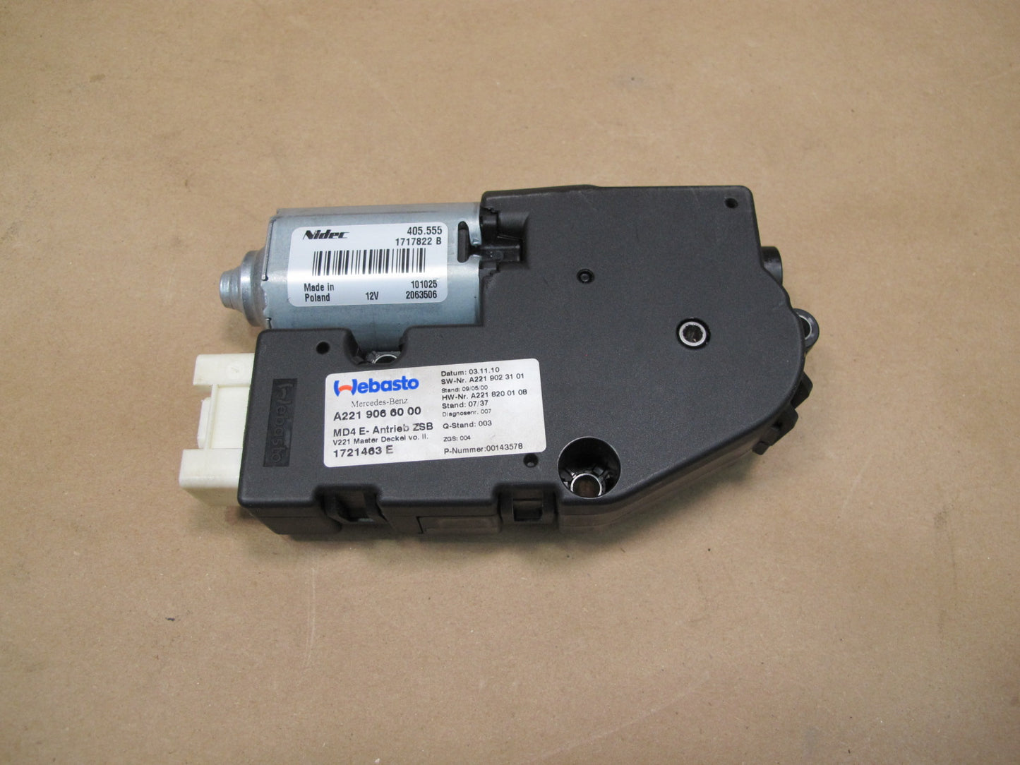 07-13 Mercedes W221 S-class Sunroof Motor Drive Unit 2219066000 OEM