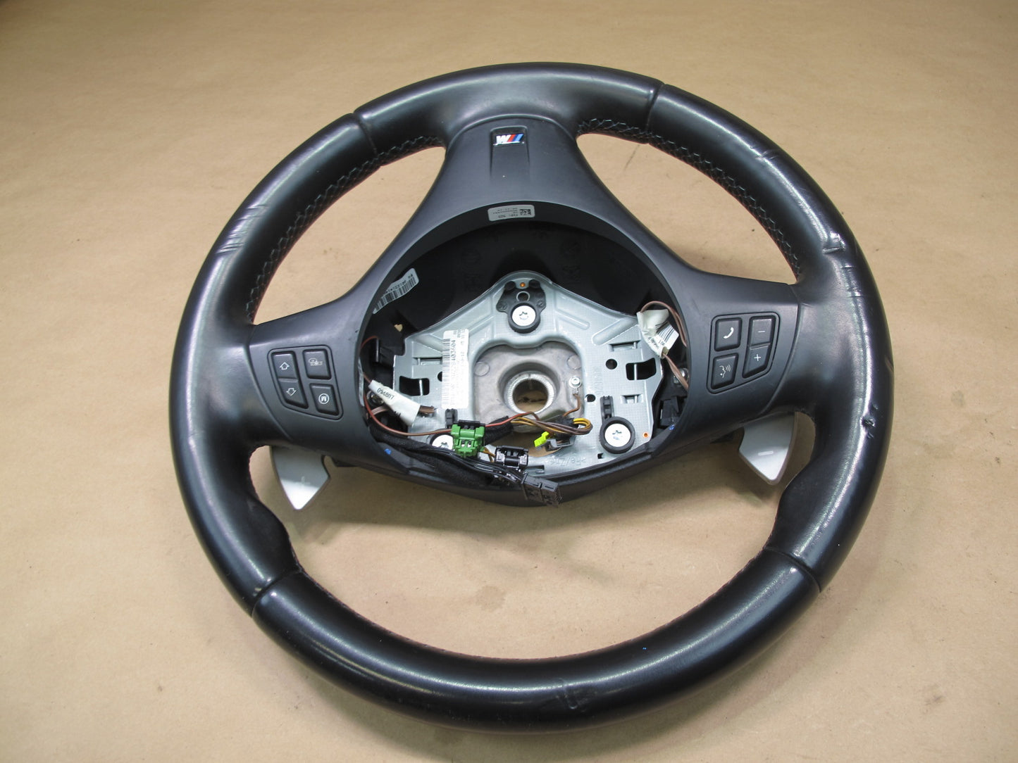 08-13 BMW E90 E92 E93 A/T M3 Sport Leather Steering w Paddles & Conttrols OEM