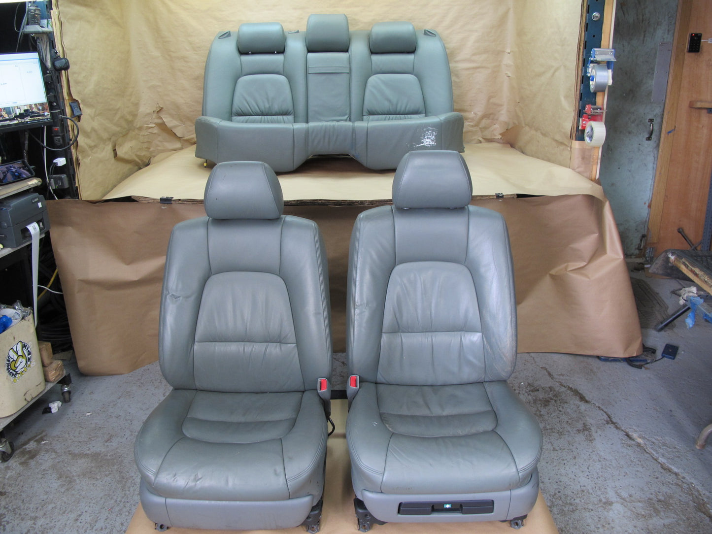 98-00 Lexus UCF20L LS400 Front & Rear Leather Seat Gray Complete Set OEM