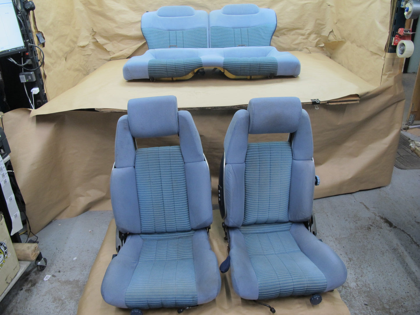 83-86 Toyota Celica Supra MA67 Front & Rear Cloth Seat Set Blue OEM