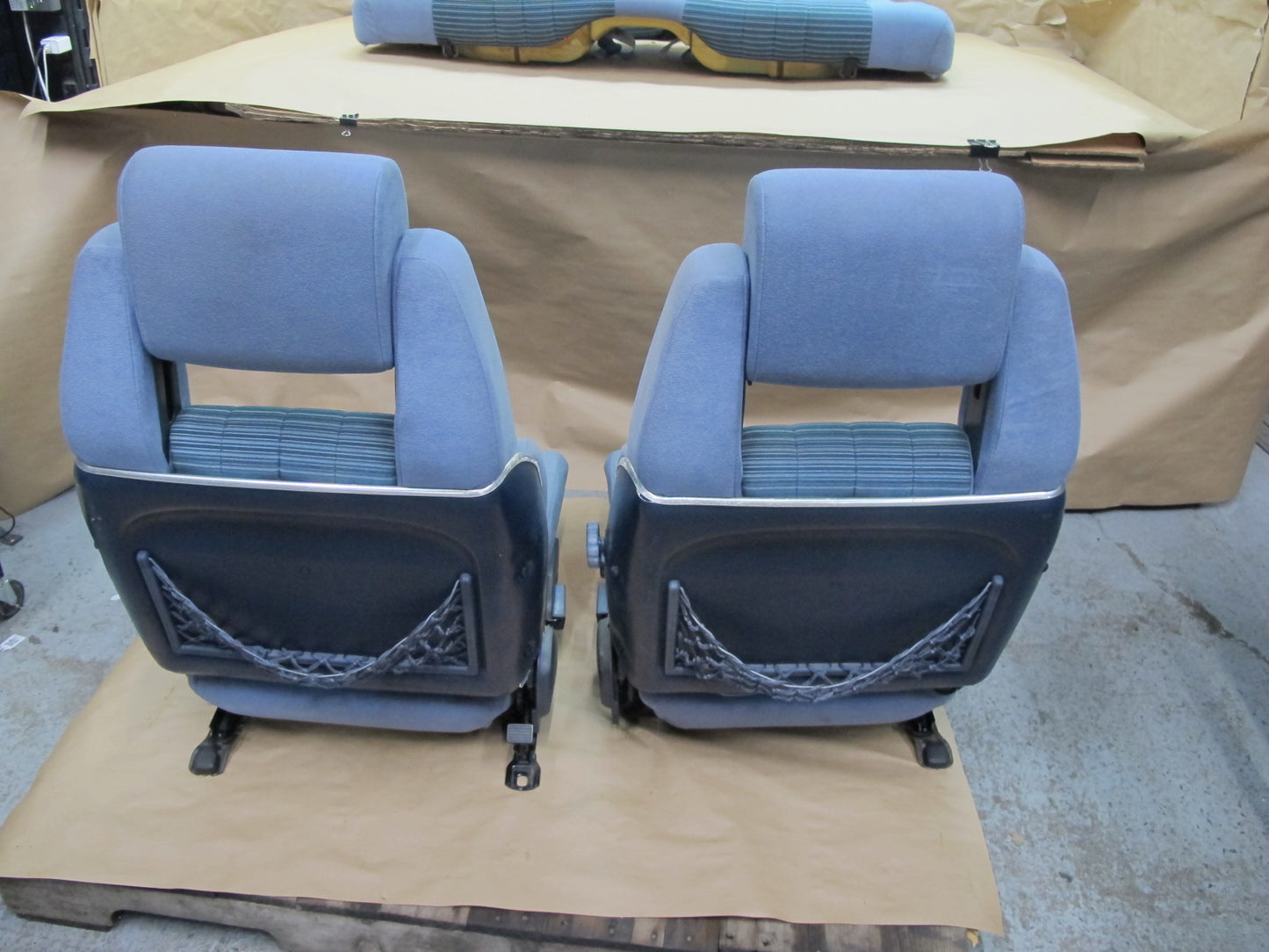 83-86 Toyota Celica Supra MA67 Front & Rear Cloth Seat Set Blue OEM