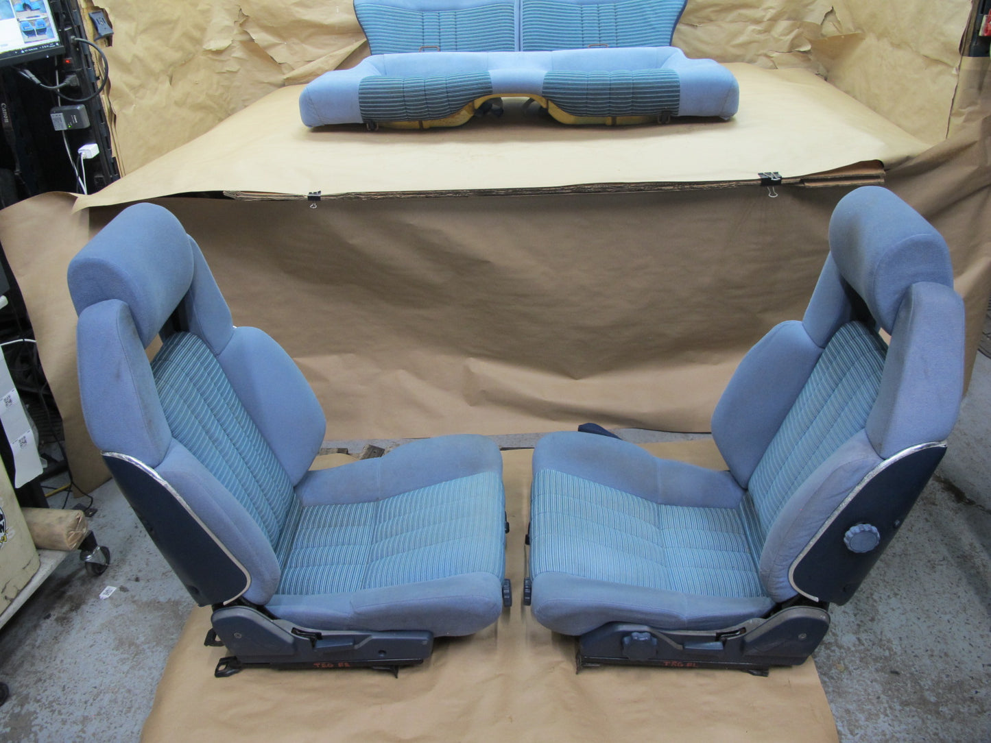 83-86 Toyota Celica Supra MA67 Front & Rear Cloth Seat Set Blue OEM