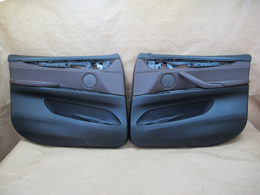 14-18 BMW F15 X5 Set of 2 Front Door Interior Trim Cover Panel Leather OEM