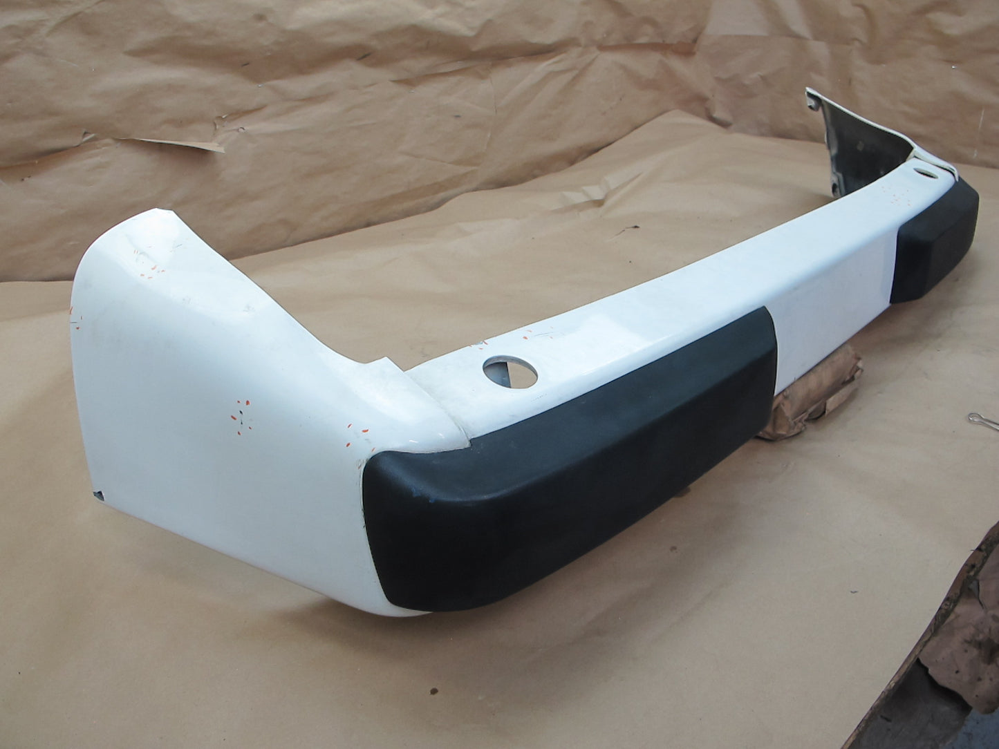 84-90 Porsche 944 Rear Bumper Cover Panel White w Rubber Strip OEM