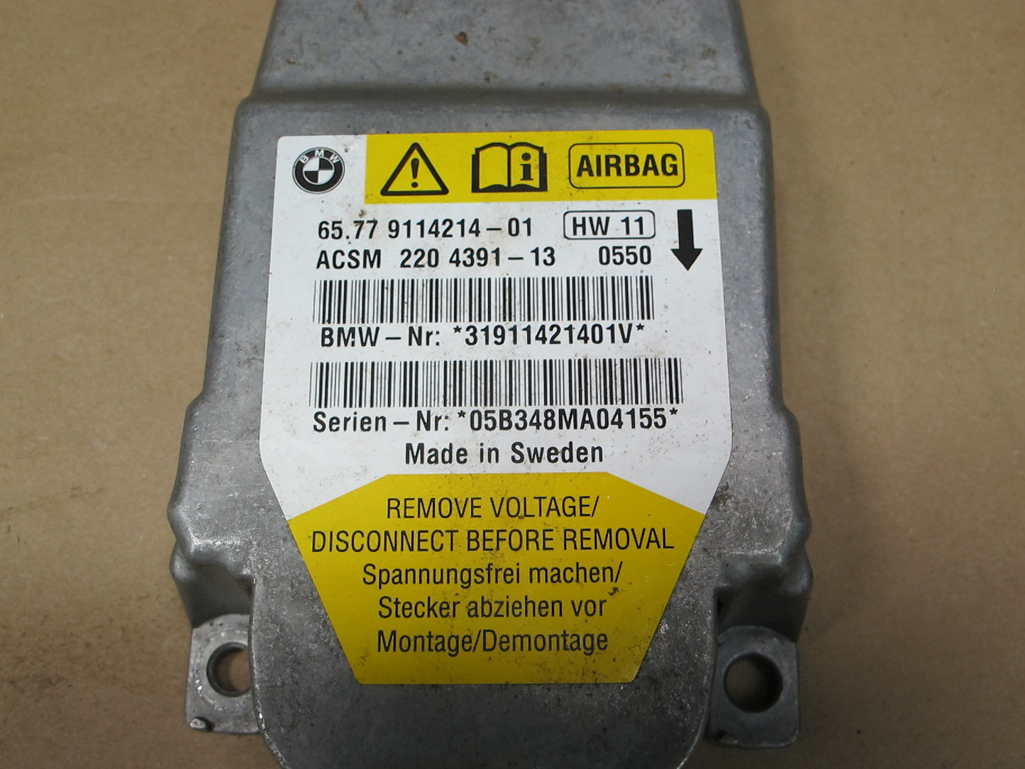 06-08 BMW E85 Z4 SRS AIRBAG CONTROL MODULE UNIT 9114214 OEM