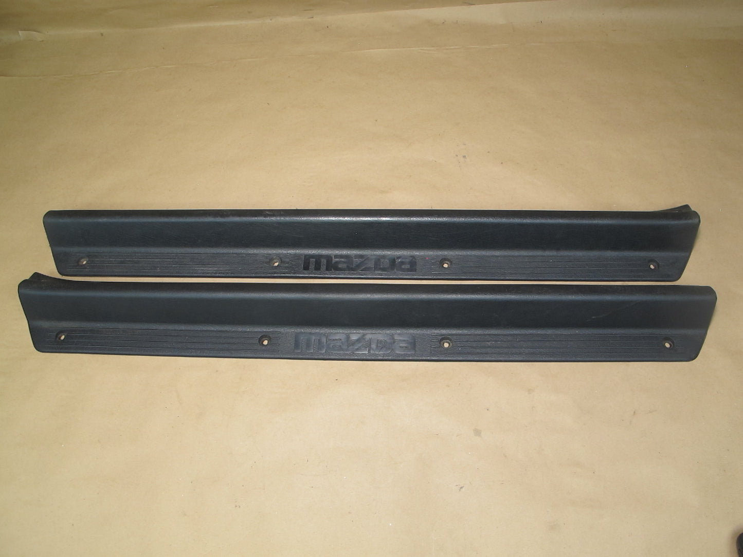 89-91 Mazda RX7 Set of 2 Left & Right Door Scuff Sill Plate Trim Cover OEM