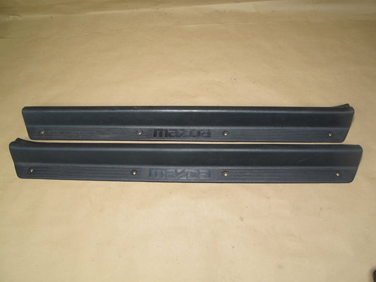 89-91 Mazda RX7 Set of 2 Left & Right Door Scuff Sill Plate Trim Cover OEM
