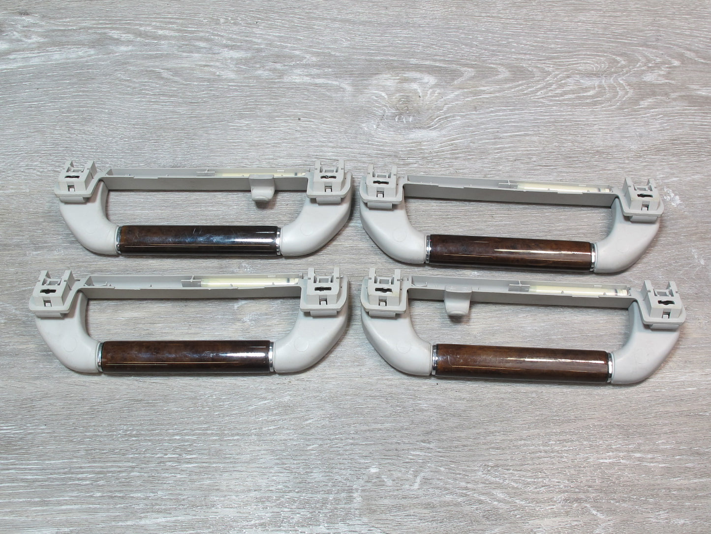 03-05 BMW E65 E66 760Li Set of 4 Front & Rear Overhead Wood Grab Handle OEM