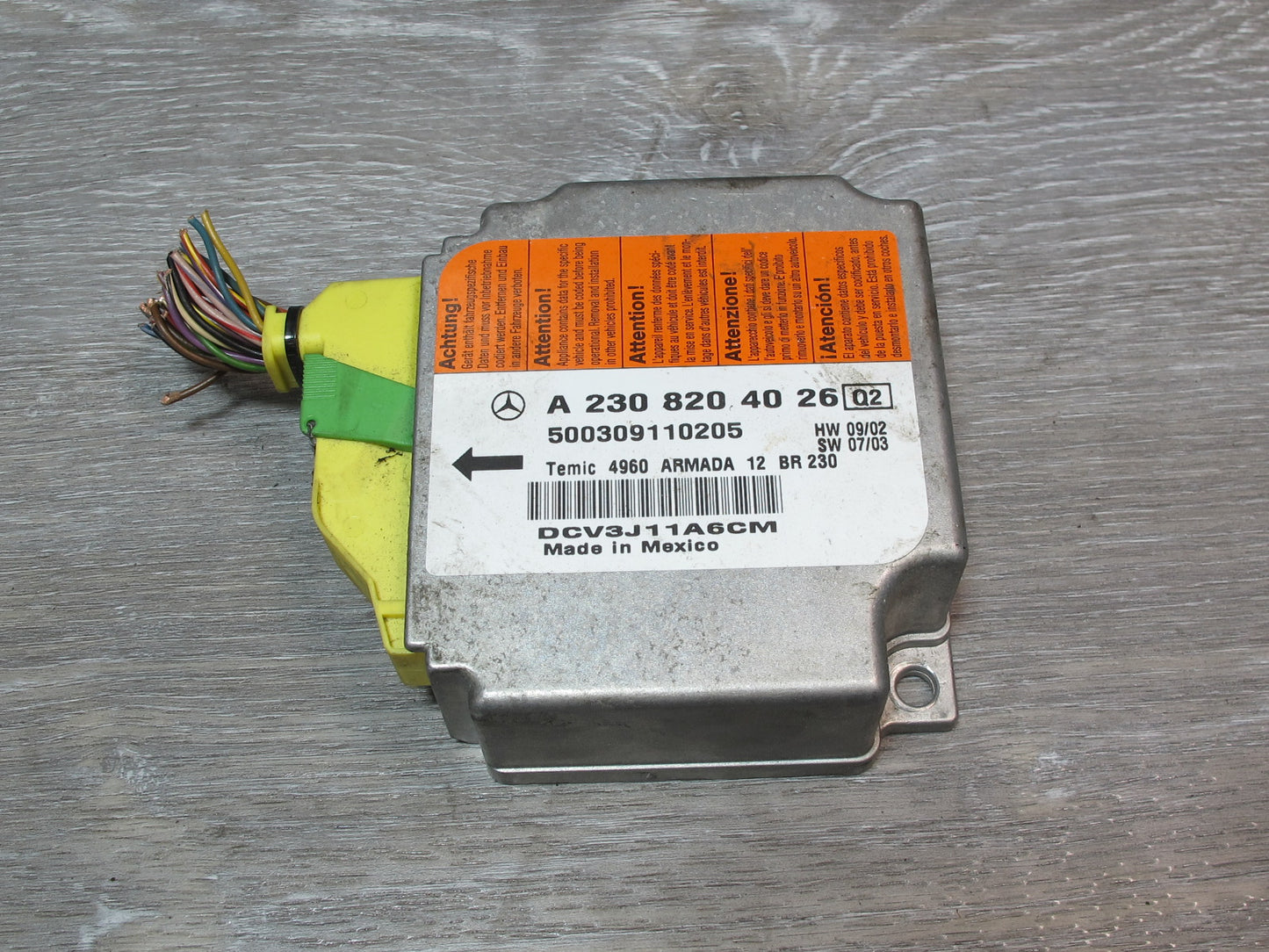 03-06 MERCEDES R230 SL500 SRS AIRBAG CONTROL MODULE UNIT A2308204026 OEM