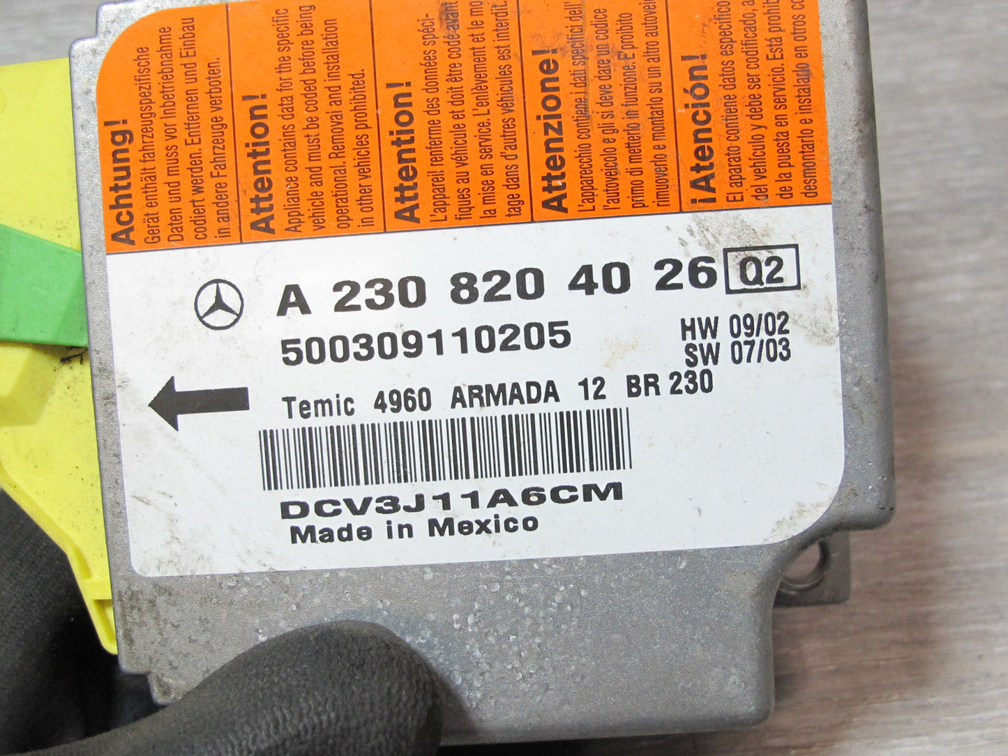 03-06 MERCEDES R230 SL500 SRS AIRBAG CONTROL MODULE UNIT A2308204026 OEM