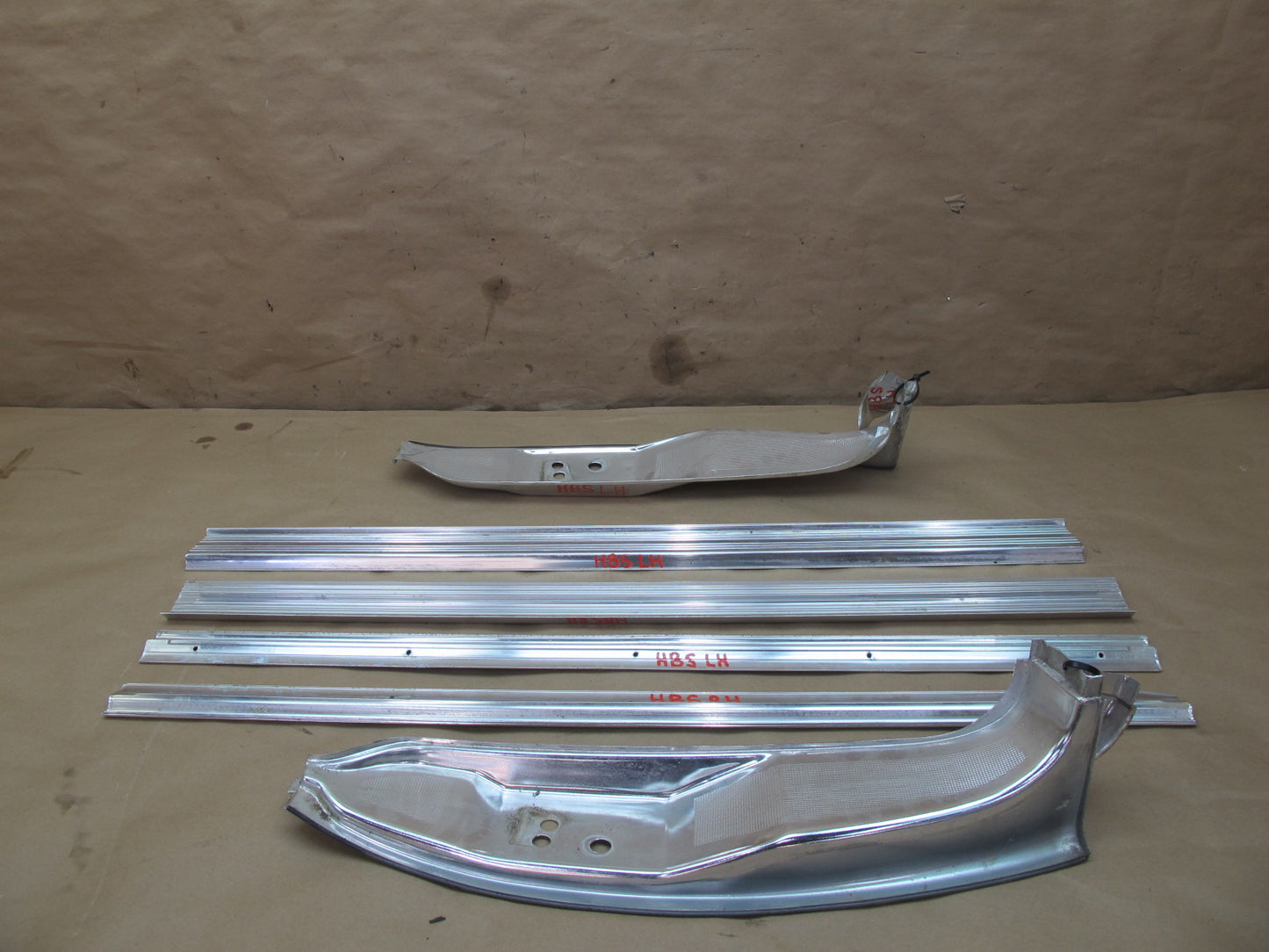 77-89 BMW E24 6-SERIES Left & Right Chrome Door Sill Plate Trim Guard Set OEM