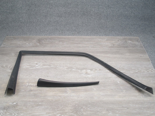 86-91 Mercedes W126 Front Left Door Window Surround Trim Panel Set OEM