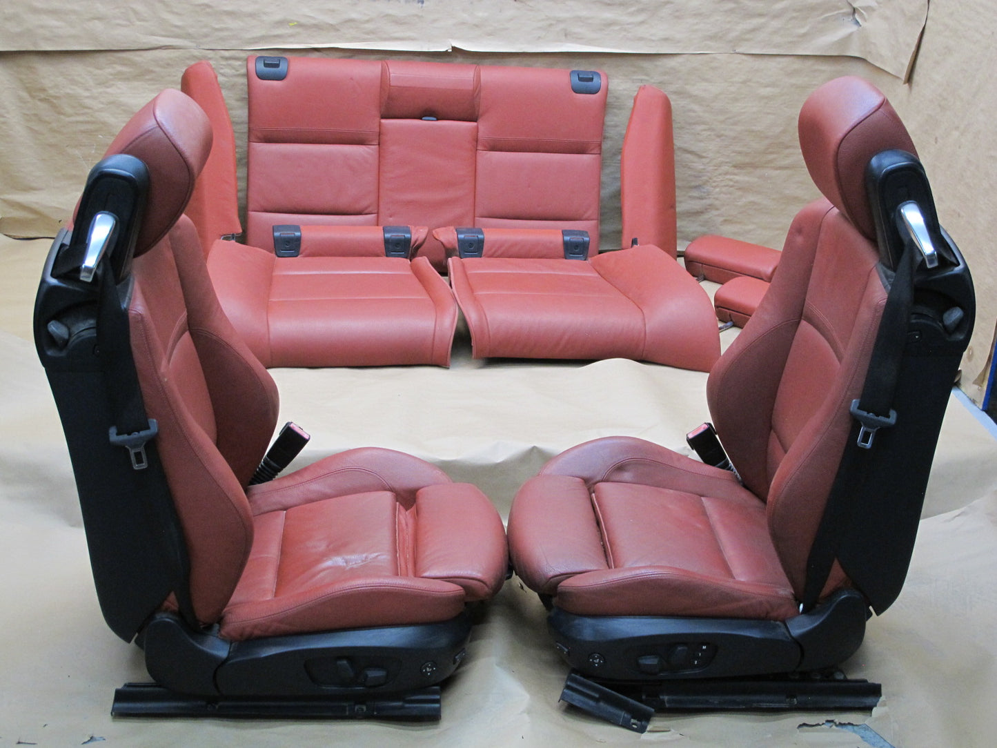 07-09 BMW E93 Convertible Front & Rear Left & Right Leather Sport Seat Set OEM