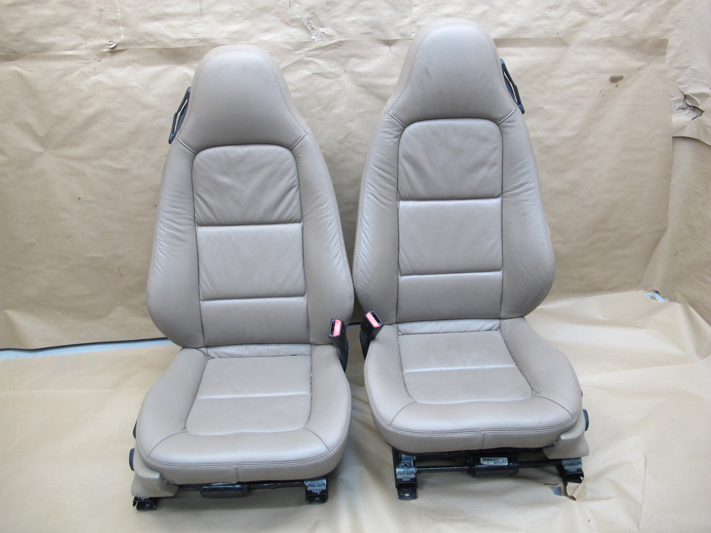 00-02 BMW E36/7 Z3 Set of 2 Left & Right Heated Leather Seat Sand Beige OEM