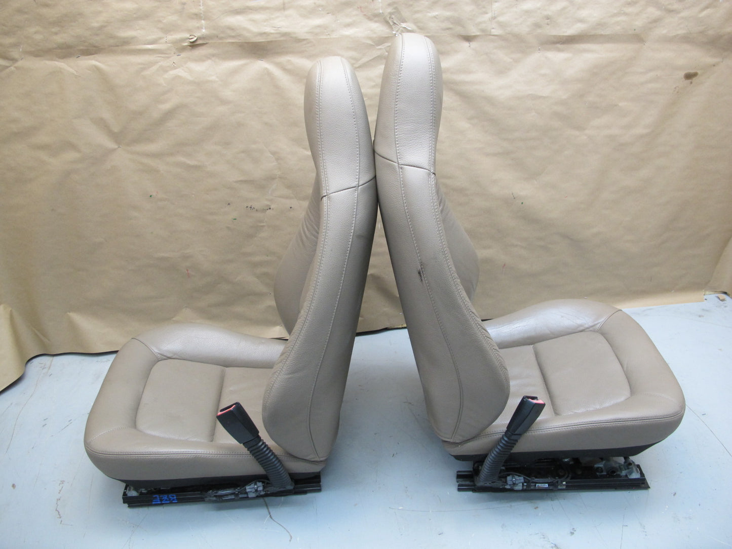 00-02 BMW E36/7 Z3 Set of 2 Left & Right Heated Leather Seat Sand Beige OEM