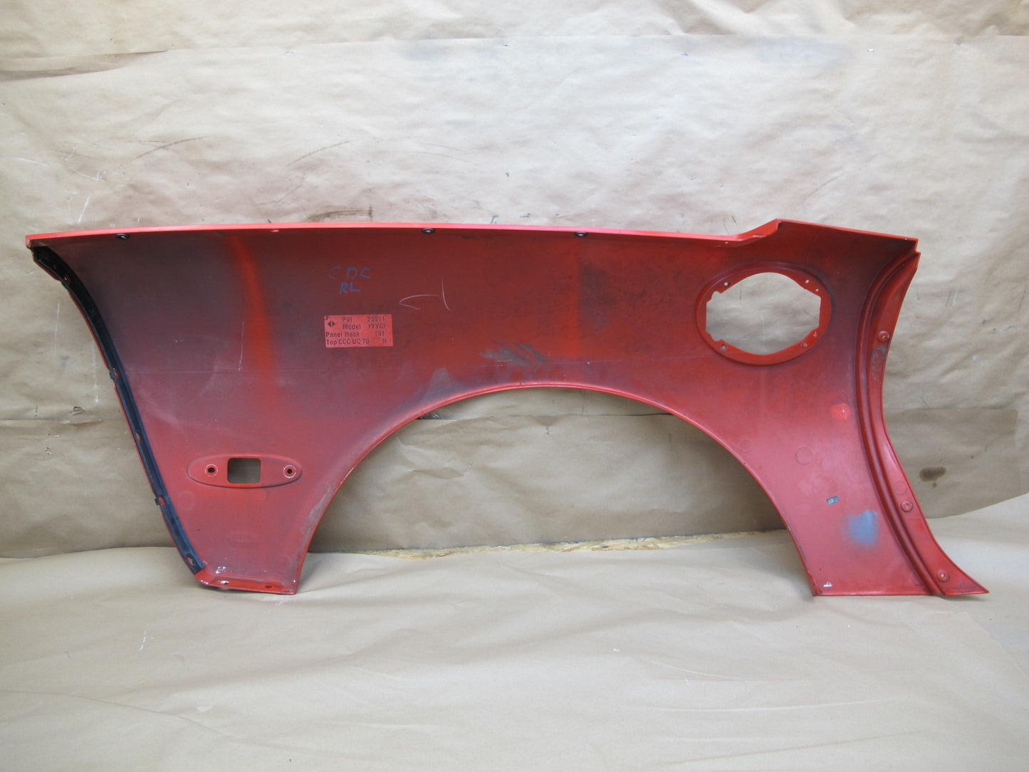 97-04 Chevrolet Corvette C5 Coupe Rear Left Quarter Shell Panel Cover RED OEM