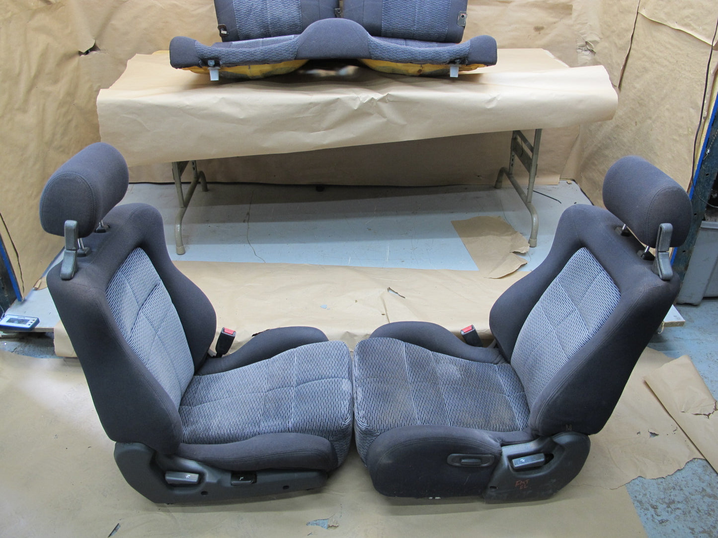 91-93 Dodge Stealth 3000GT Front & Rear Cloth Seat Set Gray OEM