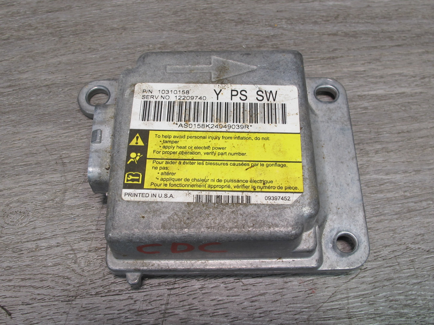 01-04 CHEVROLET CORVETTE C5  SRS AIRBAG CONTROL MODULE UNIT 10310158 OEM