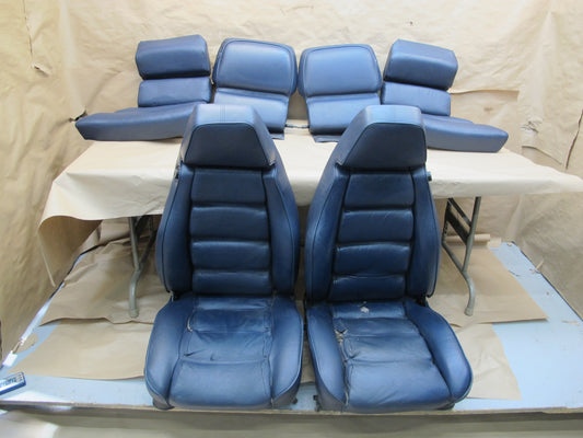 1983-1984 Porsche 928 S Front & Rear Left Right Side Seat Leather Blue Set