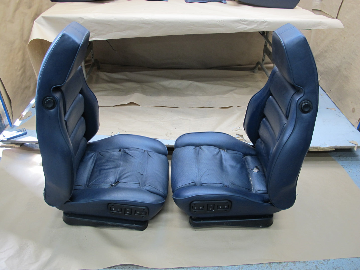 1983-1984 Porsche 928 S Front & Rear Left Right Side Seat Leather Blue Set