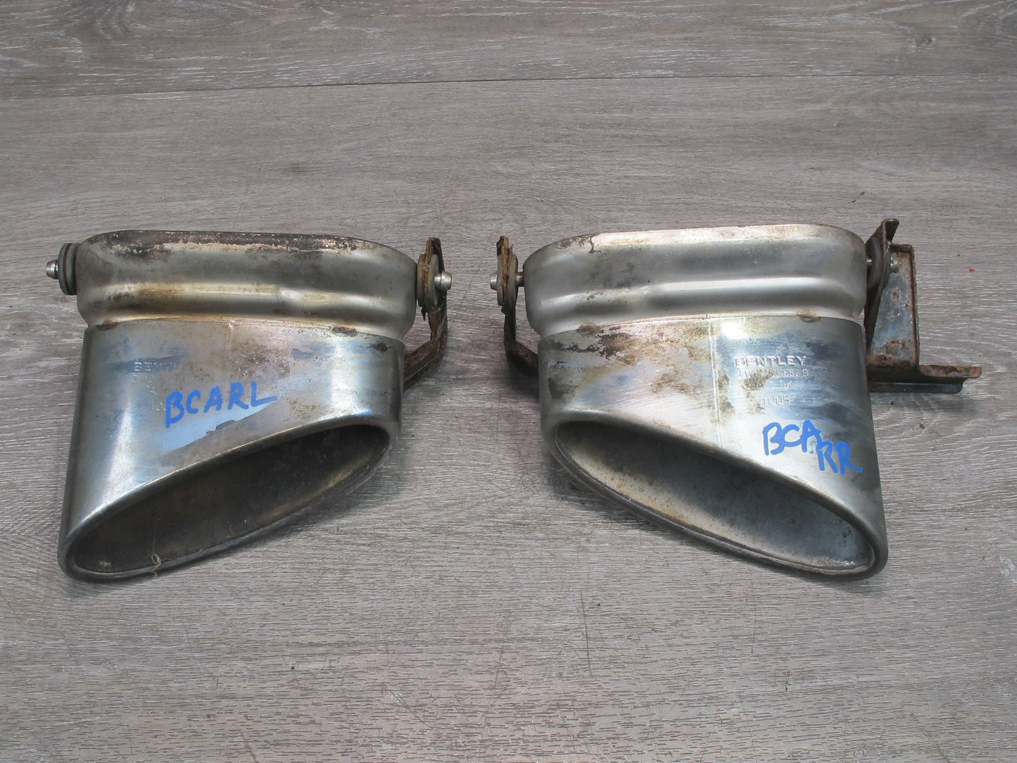 06-12 Bentley Flying Spur Rear Left & Right Exhaust Muffler Chrome Tips Set of 2