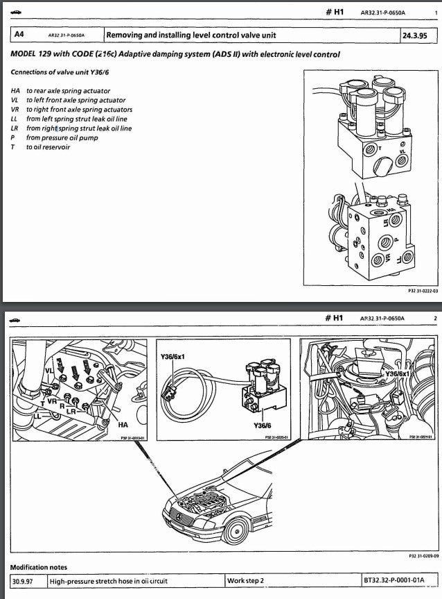 96-02 Mercedes R129 ADS II 2 Adaptive Damping System Level Control Valve OEM