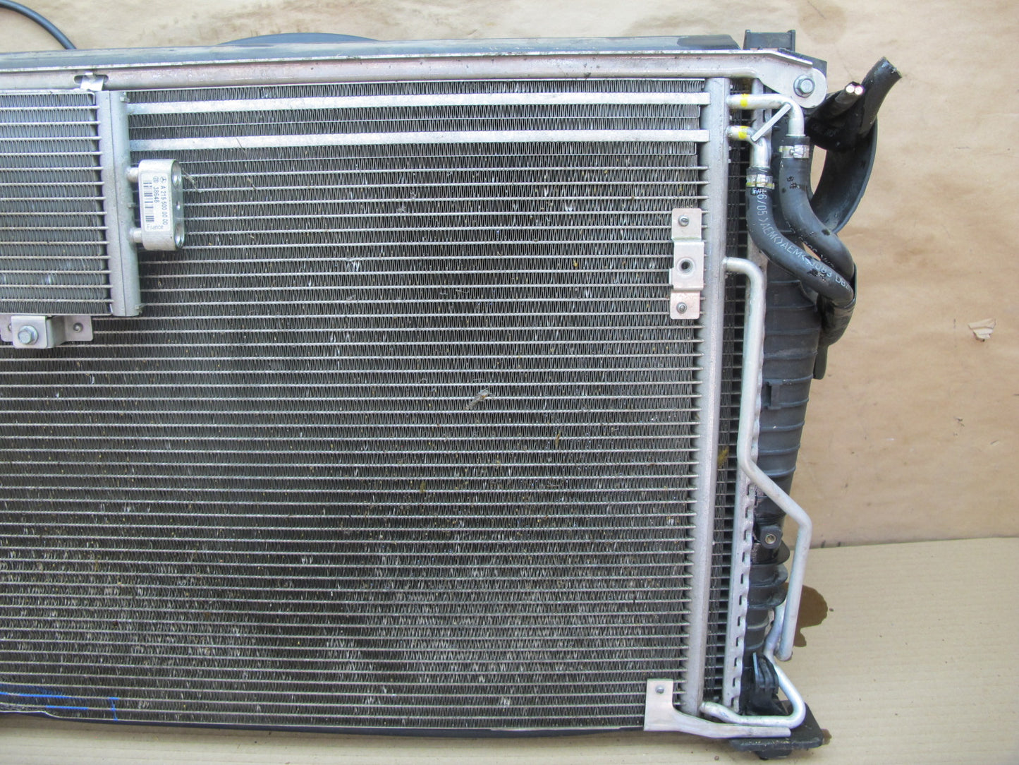 03-06 Mercedes R230 SL500 Engine Radiator Condenser Oil Cooler Fan Shroud OEM