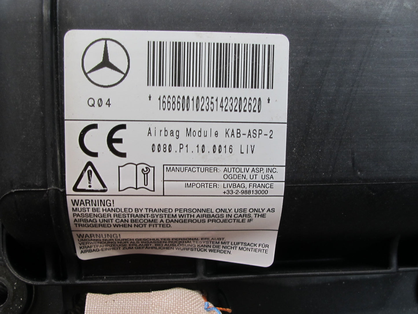 12-18 MERCEDES W166 ML GL GLE GLS FRONT LEFT DRIVER SIDE UNDER DASH KNEE SRS AIRBAG 1668600102 OEM