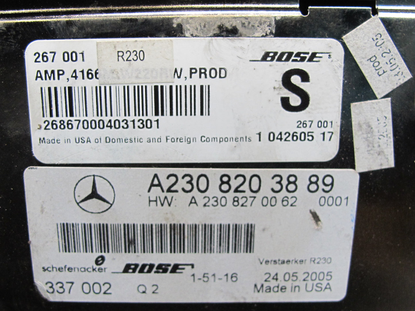 05-08 Mercedes R230 Sl-class Bose Audio System Amplifier AMP 2308203889 OEM