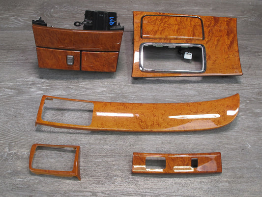01-03 Lexus UCF30L LS430 Set of 5 Dash Center Console Woodgrain Trim Cover OEM