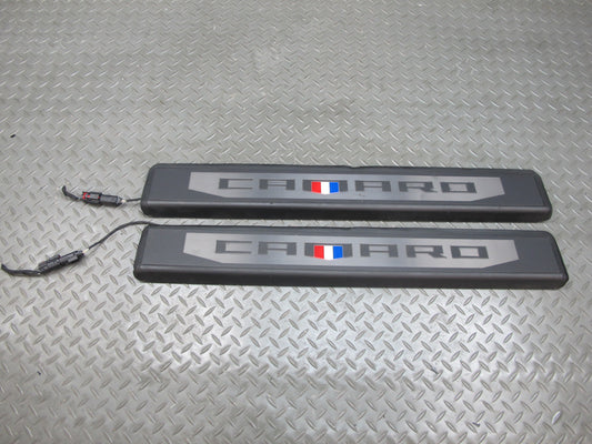 16-23 Chevrolet Camaro Convertible Door Scuff Sill Plate Trim w Lights Set OEM