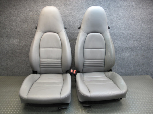 1997-2004 Porsche Boxster 986 Front Left & Right Gray Leather Seat Set of 2