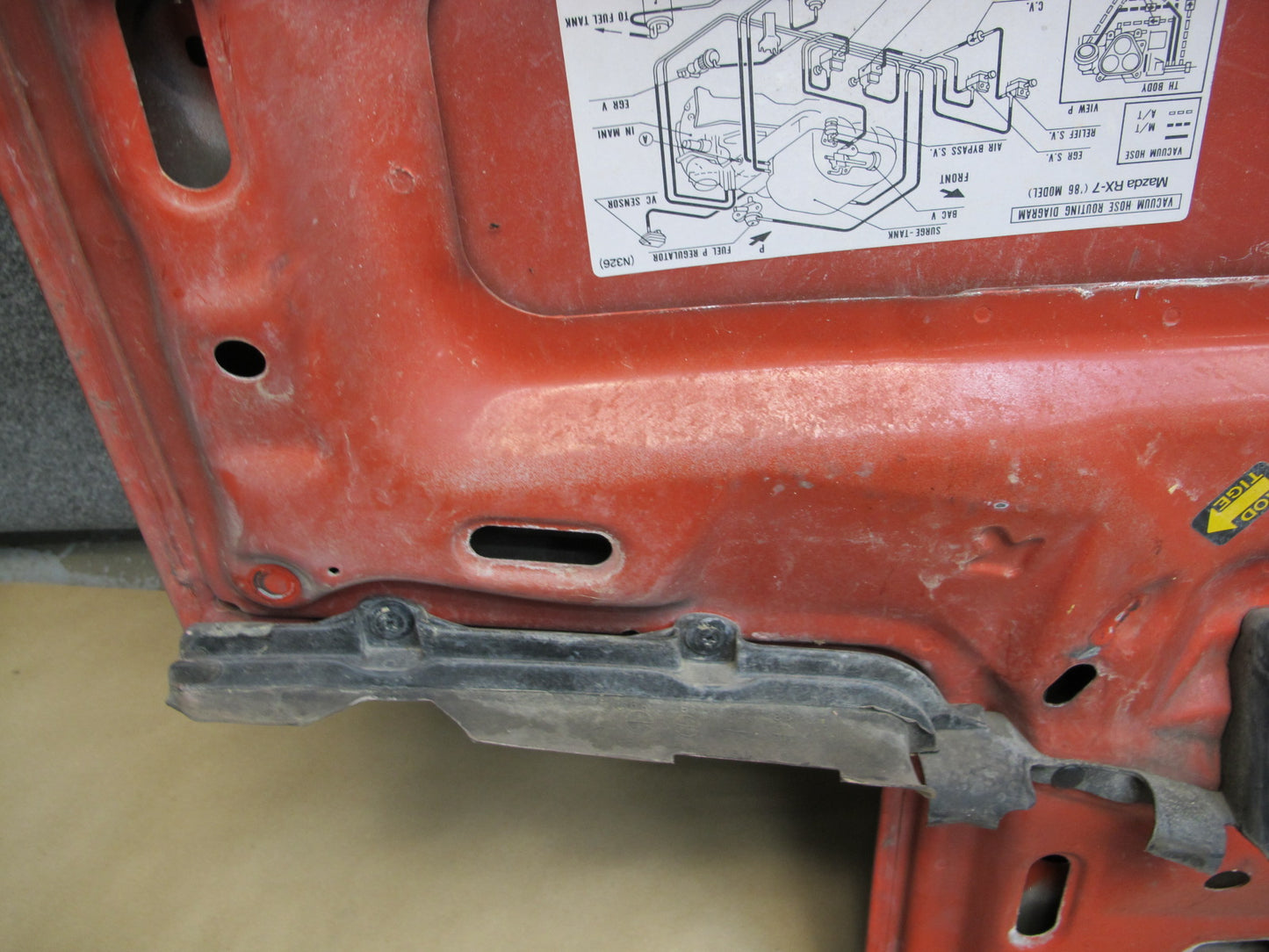 86-91 Mazda RX7 FC3S NON Turbo Front Hood Bonnet Shell Panel Cover RED OEM