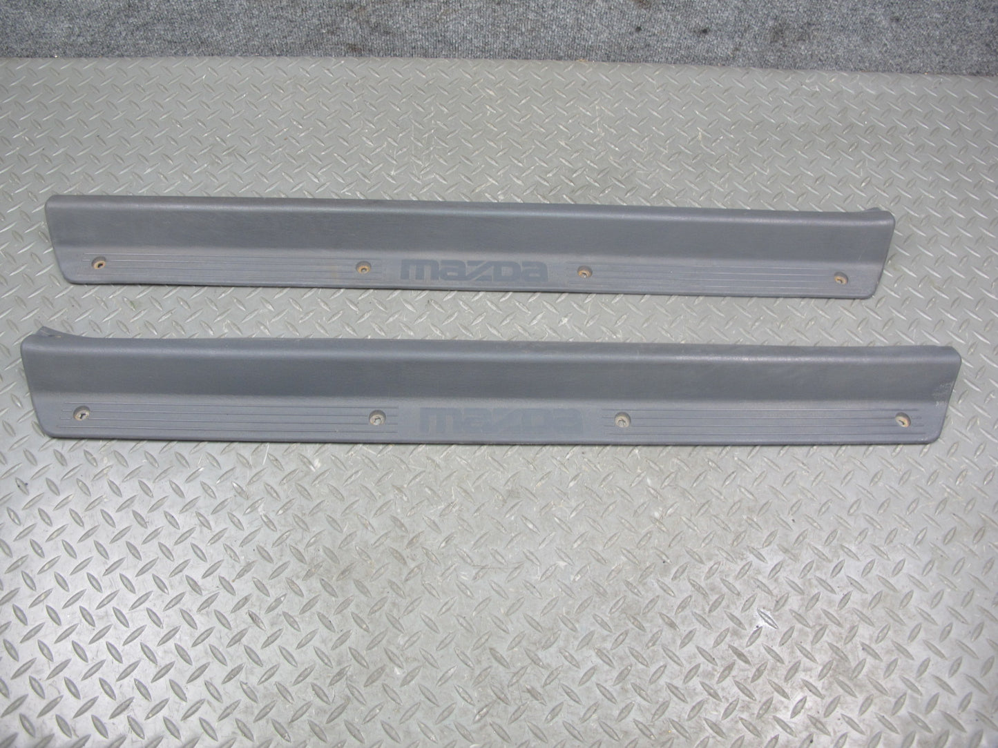 86-88 Mazda RX7 Set of 2 Left & Right Door Scuff Sill Plate Trim Cover OEM