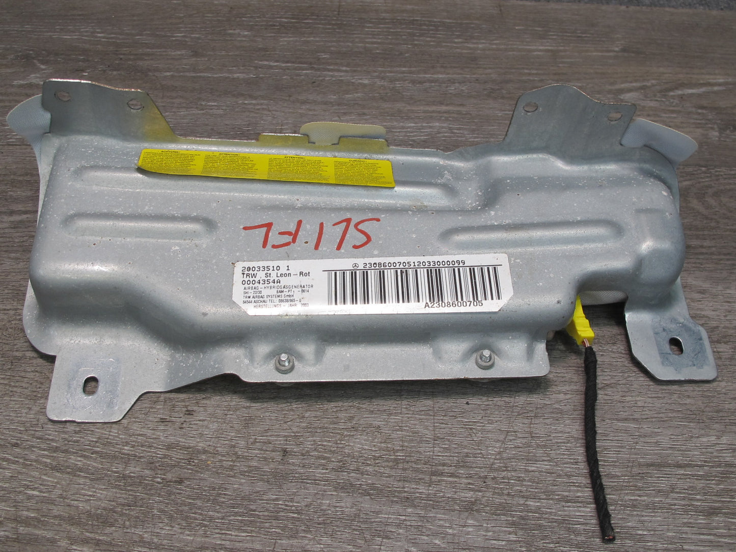 03-08 MERCEDES R230 SL500 SL600 FRONT LEFT DRIVER SIDE DASH KNEE SRS AIRBAG 2308600705 OEM