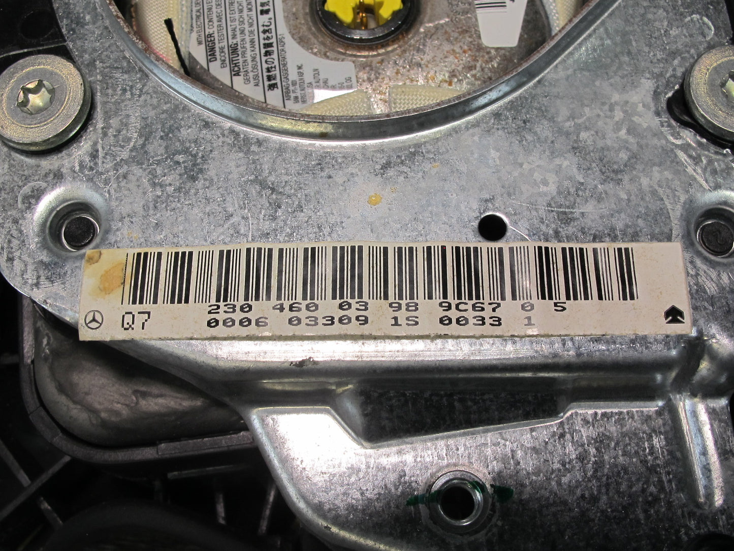 03-08 MERCEDES R230 SL500 SL600 FRONT LEFT DRIVER SIDE STEERING WHEEL SRS AIRBAG OEM