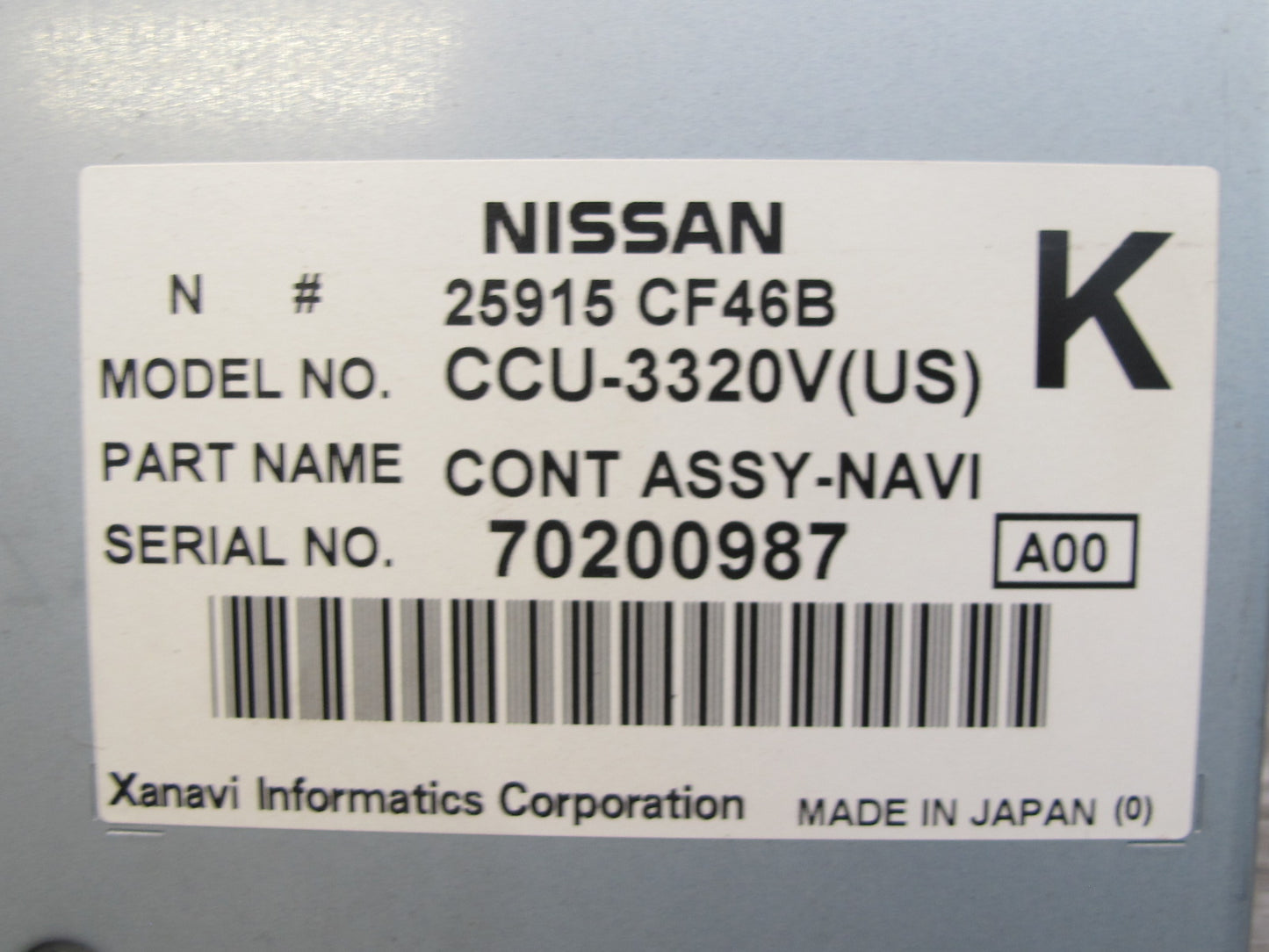 07-08 Nissan 350Z Z33 Navigation Navi DVD Player 25915-CF46B OEM