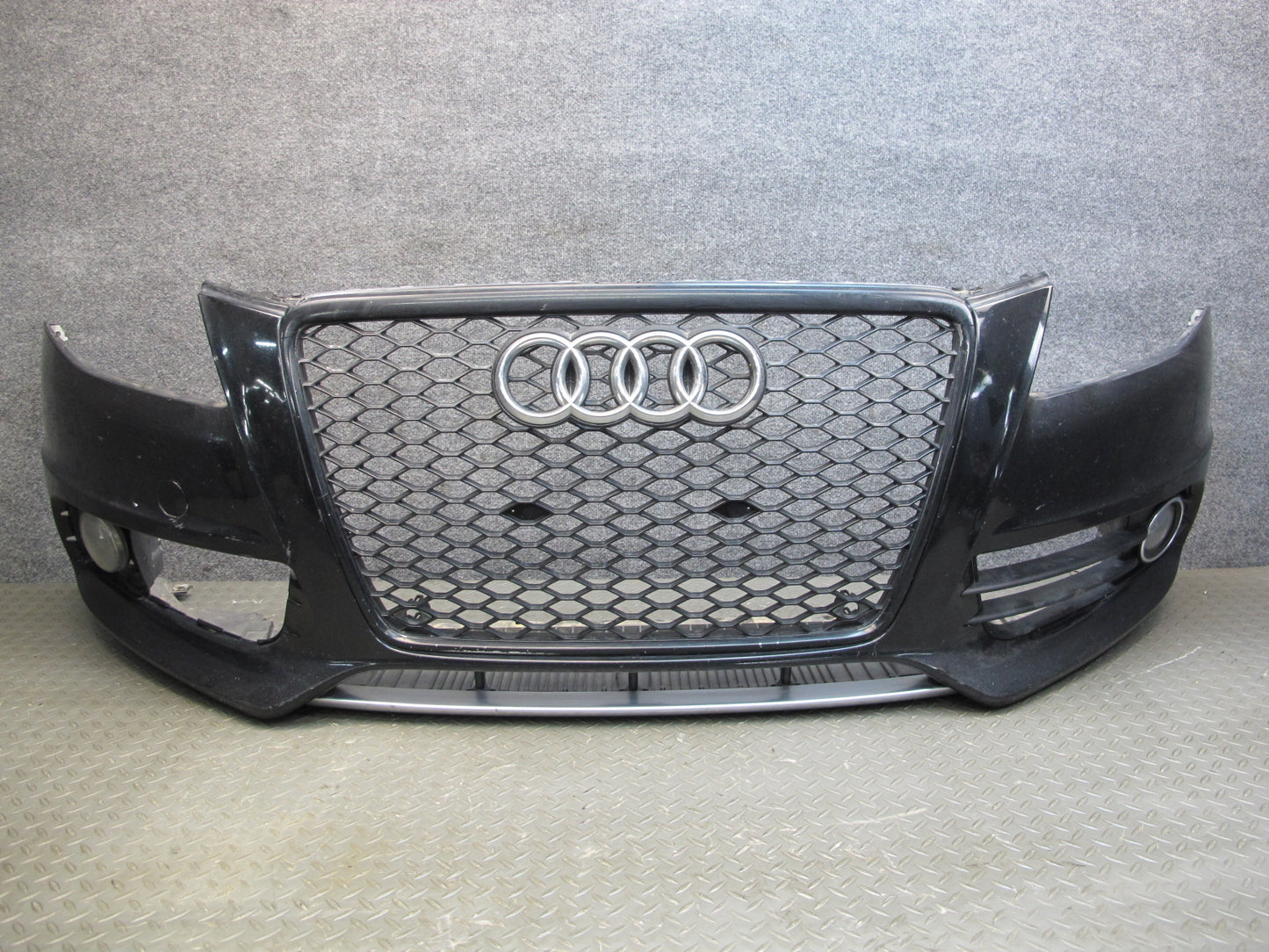 09-12 Audi B8 S4 A4 Front Bumper Cover Black w Fog Lights & Grille OEM